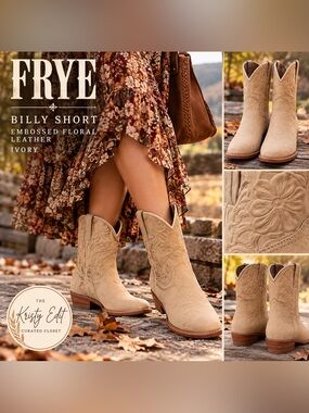 RARE Frye Billy Short Ivory Floral Boots 11M RARE Sold Out NIB 40407